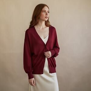 MG - Sheer Lightweight Cardigan 3XL / 4XL Red - Button Front Cover Up - New